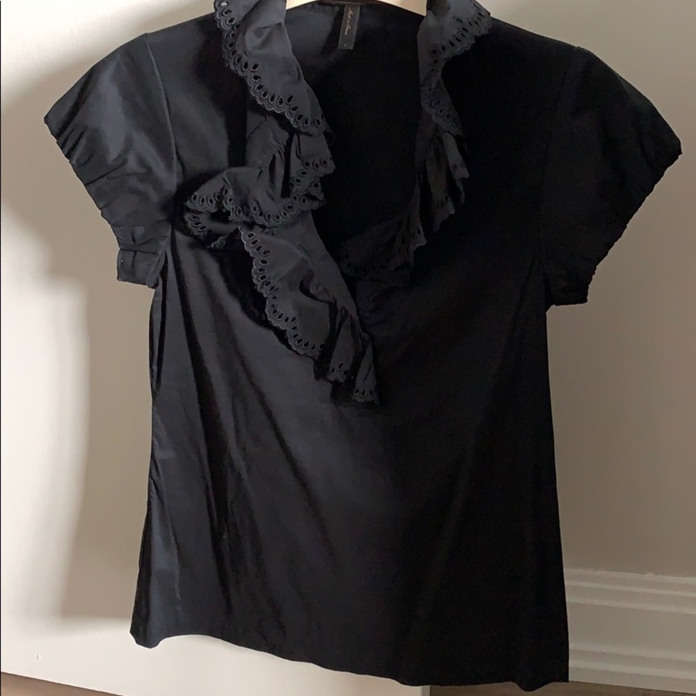 BCBG black ruffle blouse